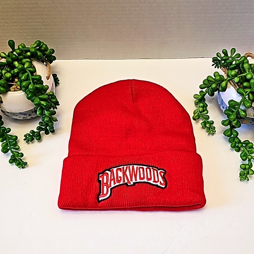 Beanie-Brand New Knitted Hat,‎ One Size Red/White Embroidery